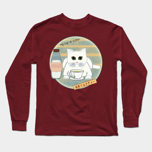 Cat Milk Tea Long Sleeve T-Shirt by AnimaSomnia